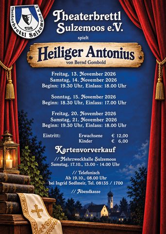 Plakat 2026: Heiliger Antonius, Vorderseite mit allen Terminen